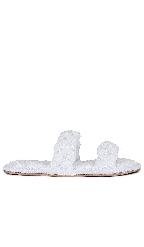 Barefoot Dreams Towelterry Braided Slipper in White - Barefoot Dreams - Pantoufles tressées en tissu éponge - Blanc - Barefoot Dreams 白色毛巾布编织拖鞋 - Barefoot Dreams Towelterry geflochtener Slipper in Weiß - Barefoot Dreams 타올테리 브레이드 슬리퍼 화이트 색상 - Pantofola intrecciata in spugna Barefoot Dreams in bianco