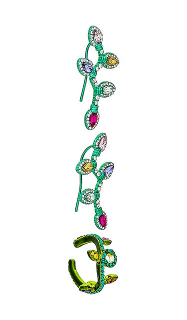 BaubleBar Bright Lights Ear Cuff And Crawler Set in Green