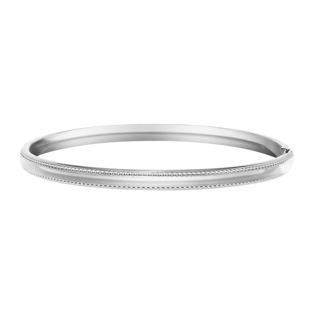 Beaded Edge Sterling Silver Bangle Bracelet | 5mm
