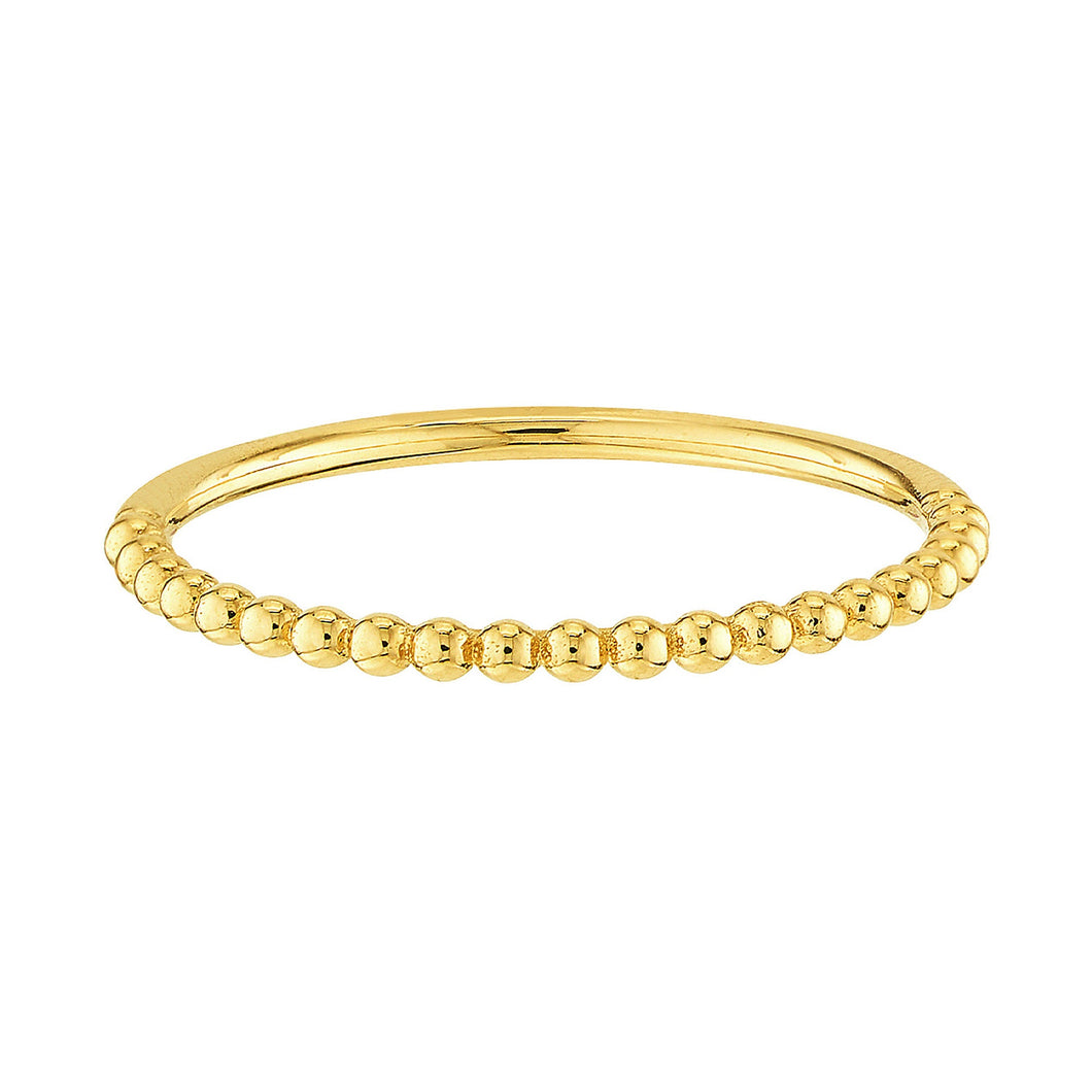 Beaded Yellow Gold Stackable Ring - Size 8