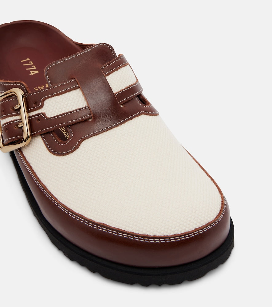 Birkenstock 1774 Boston leather-trimmed woven clogs