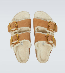 Birkenstock Arizona leather and shearling sandals