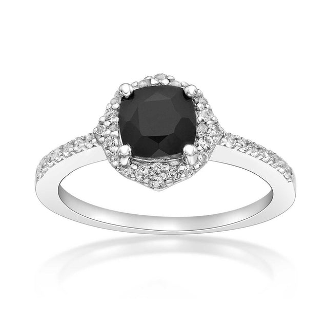 Black Onyx and White Topaz Vintage-Inspired Ring - Size 5
