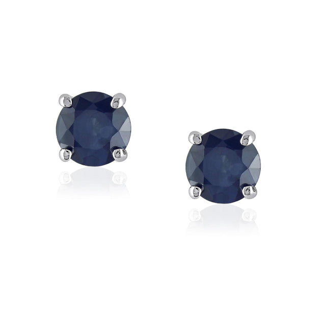 Blue Sapphire Round Solitaire Stud Earrings