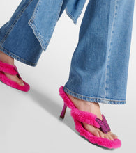 Blumarine Butterfly 75 faux fur sandals