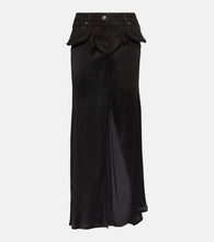Blumarine Denim-trimmed satin maxi skirt - Blumarine 牛仔布饰边缎面长裙