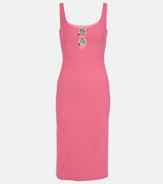 Blumarine Embellished cutout jersey midi dress