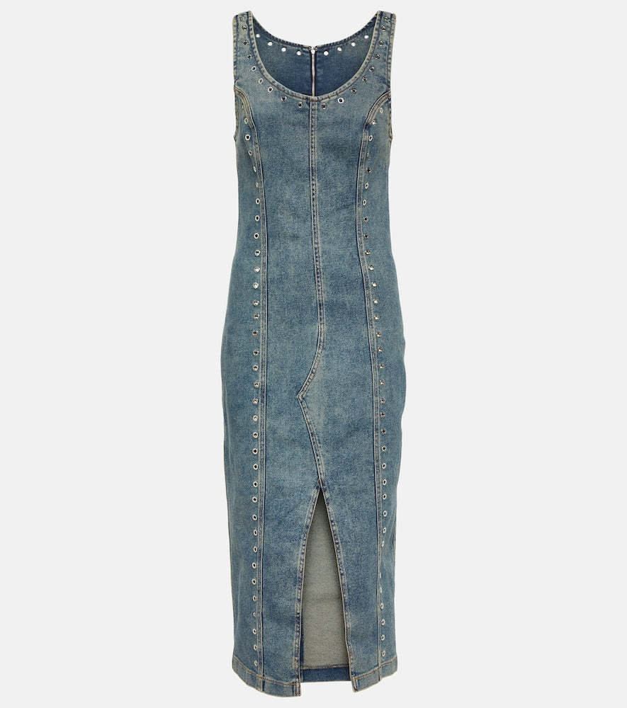 Blumarine Embellished denim midi dress. Blumarine 缀饰牛仔中长连衣裙