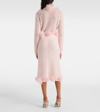 Blumarine Feather-trimmed mohair and wool-blend midi skirt