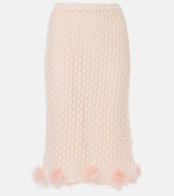 Blumarine Feather-trimmed mohair and wool-blend midi skirt - Blumarine 羽毛饰边马海毛羊毛混纺中长裙