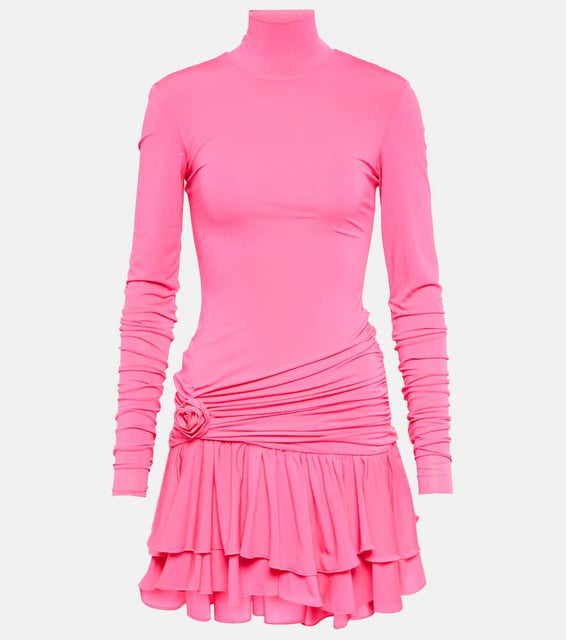 Blumarine Floral-appliqué gathered minidress