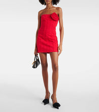 Blumarine Floral-appliqué strapless cotton jersey minidress