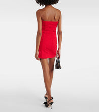 Blumarine Floral-appliqué strapless cotton jersey minidress