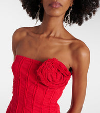 Blumarine Floral-appliqué strapless cotton jersey minidress