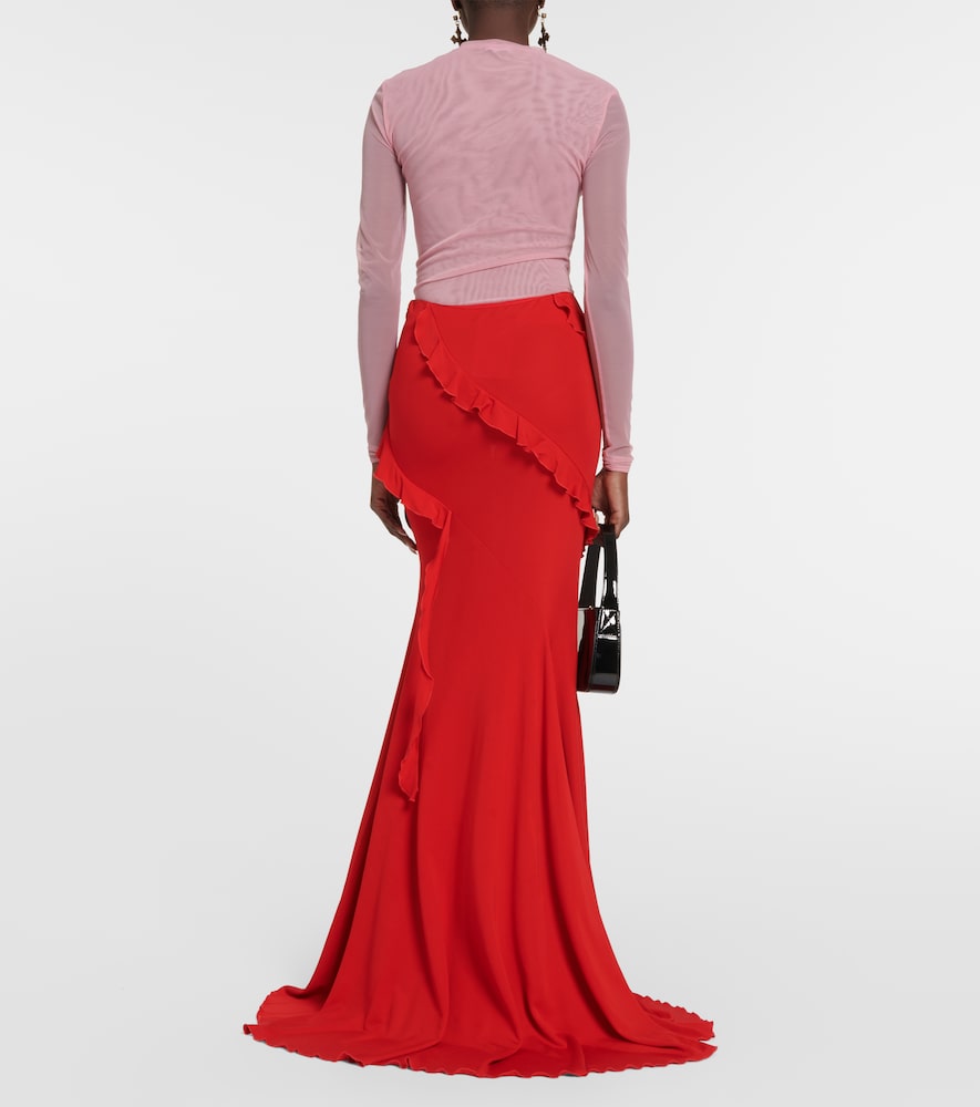 Blumarine Frill-trimmed jersey maxi skirt