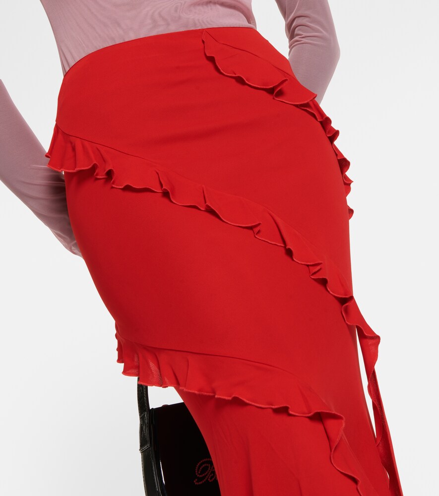 Blumarine Frill-trimmed jersey maxi skirt
