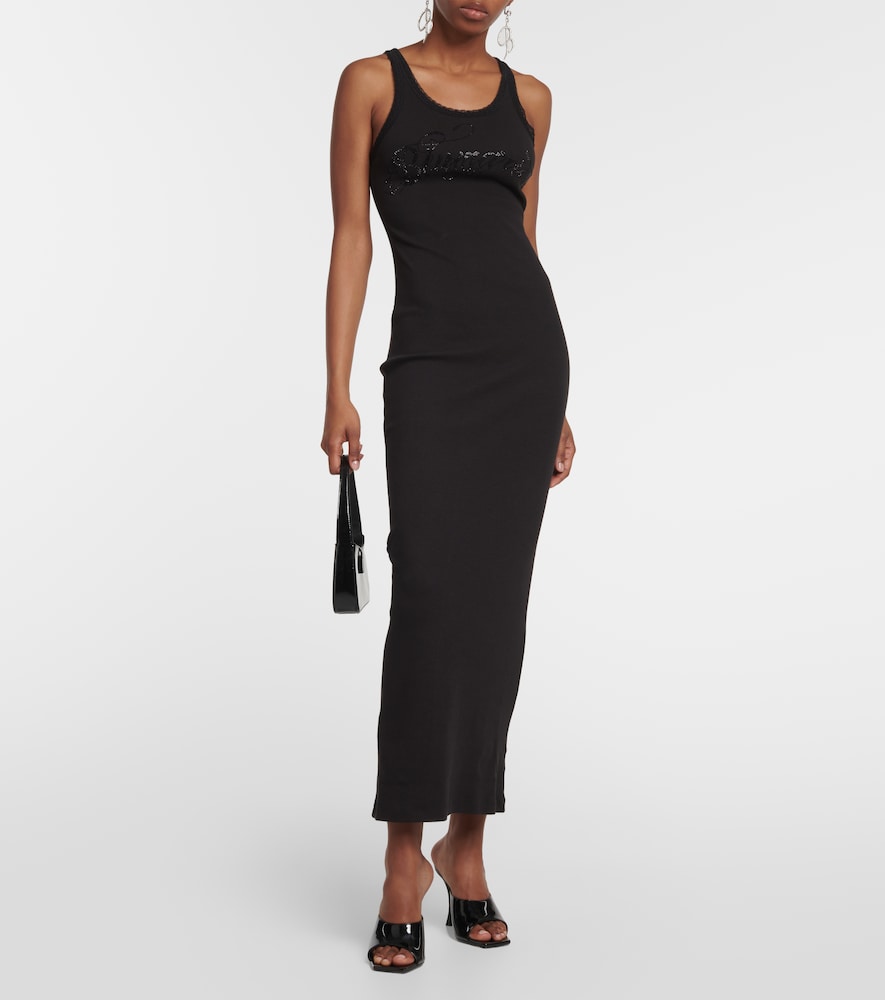 Blumarine Logo cotton-blend maxi dress
