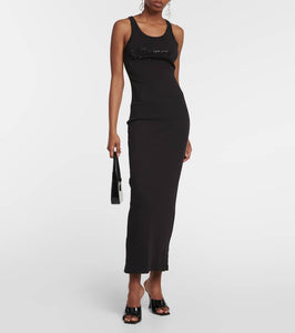 Blumarine Logo cotton-blend maxi dress