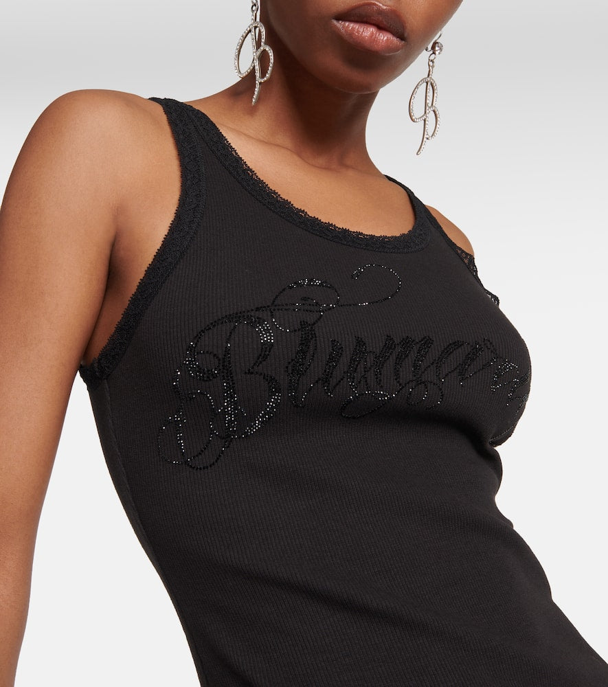 Blumarine Logo cotton-blend maxi dress