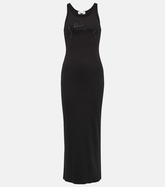 Blumarine Logo cotton-blend maxi dress