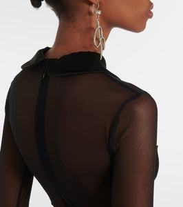 Blumarine Mesh and satin midi dress