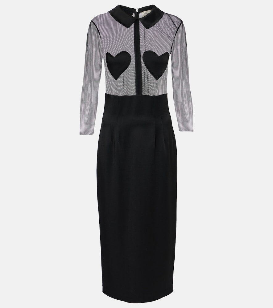 Blumarine Mesh and satin midi dress. Blumarine 网纱缎面中长连衣裙