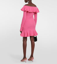 Blumarine Off-shoulder ruffled wool minidress