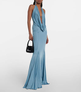 Blumarine Open-back satin gown