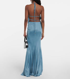 Blumarine Open-back satin gown