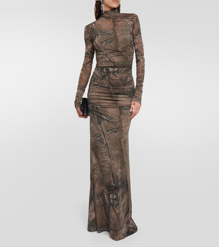Blumarine Printed high-neck gown