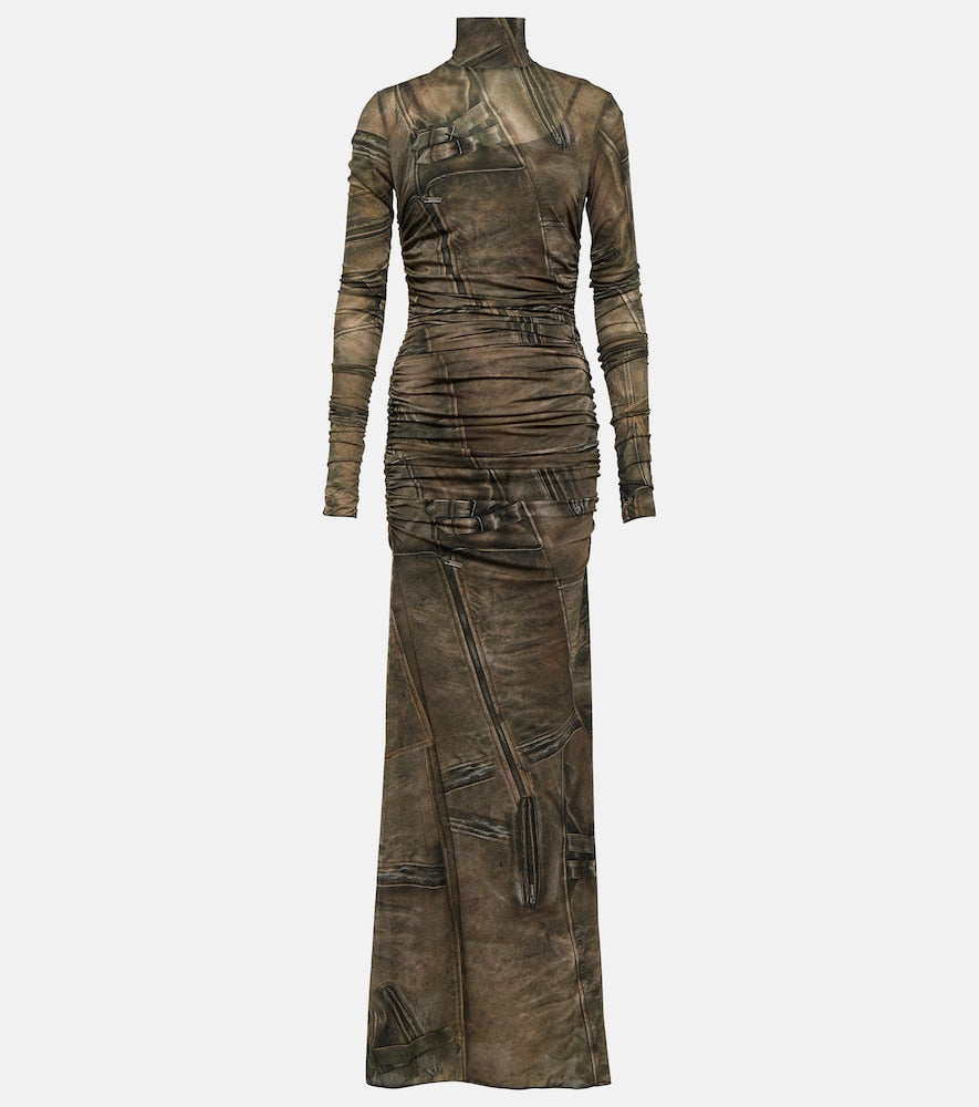 Blumarine Printed high-neck gown. Blumarine印花高领礼服