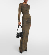 Blumarine Printed ruched jersey maxi dress