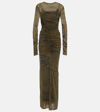 Blumarine Printed ruched jersey maxi dress. Blumarine 印花褶皱针织长裙