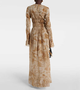 Blumarine Printed ruched maxi dress