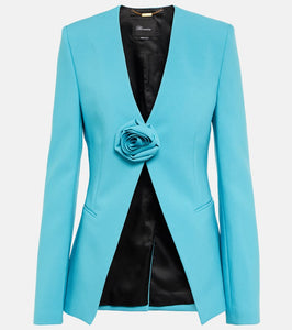 Blumarine Rose-embellished collarless blazer