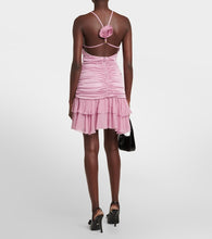 Blumarine Rose ruched halterneck jersey minidress