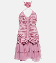 Blumarine Rose ruched halterneck jersey minidress. Blumarine Rose 褶饰挂脖平纹针织迷你连衣裙