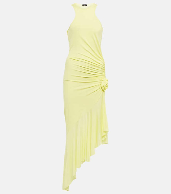 Blumarine Ruched corsage jersey midi dress