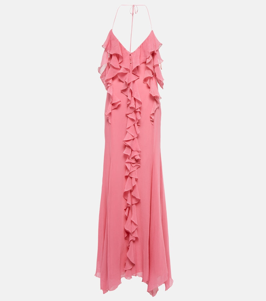 Blumarine Ruffle cotton and silk maxi dress. Blumarine 荷叶边棉丝混纺长裙