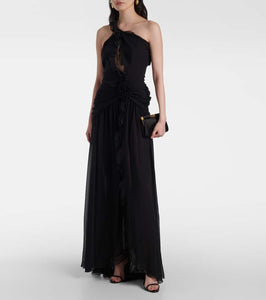 Blumarine Ruffled halterneck silk maxi dress