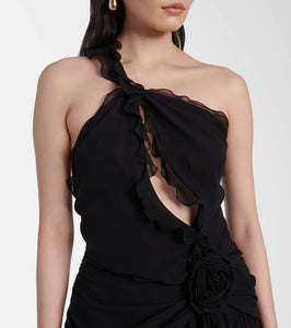 Blumarine Ruffled halterneck silk maxi dress