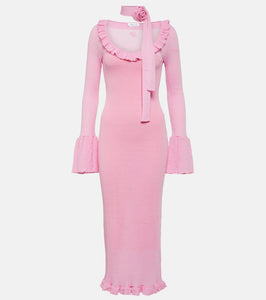 Blumarine Ruffled wool midi dress