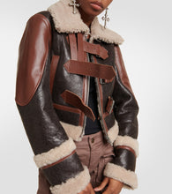 Blumarine Shearling-trimmed leather jacket