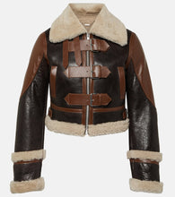 Blumarine Shearling-trimmed leather jacket