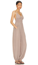 Bobi Black Smocked Jumpsuit in Taupe
