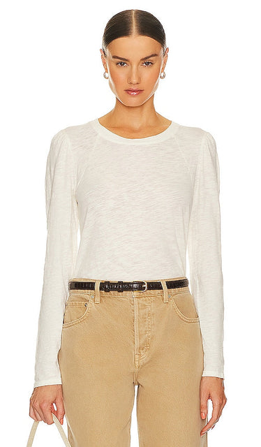 Bobi Long Sleeve Tee in Ivory - T-shirt à manches longues Bobi en ivoire - Bobi 象牙色长袖 T 恤 - Bobi Langarm-T-Shirt in Elfenbein - Bobi 긴팔 티셔츠 아이보리색 - Maglietta a maniche lunghe Bobi in avorio