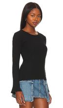 Bobi Ribbed Bell Sleeve Top in Black