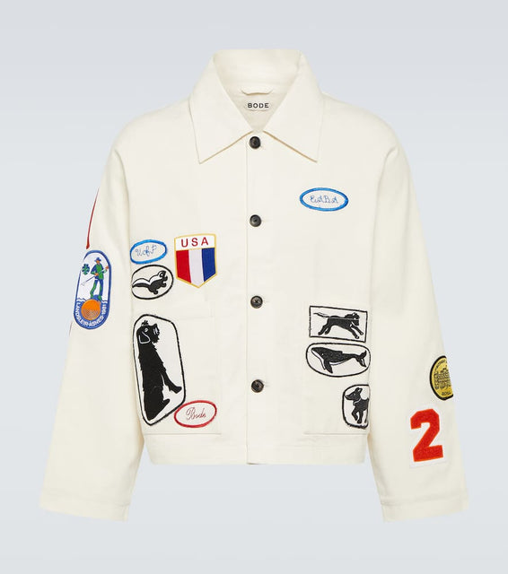 Bode Cambridge patch-appliqu√É¬© cotton canvas jacket