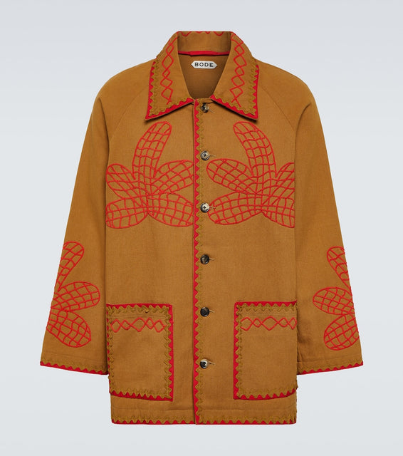 Bode Field Maple embroidered cotton coat