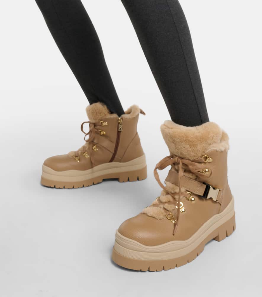 Bogner Arosa shearling-trimmed leather boots